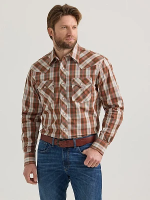 Men's 20X® Competition Advanced Comfort Long Sleeve Two Pocket Western Snap Shirt Plaid Umber