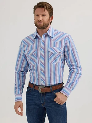 Men's 20X® Competition Advanced Comfort Long Sleeve Two Pocket Western Snap Shirt Sea Stripe