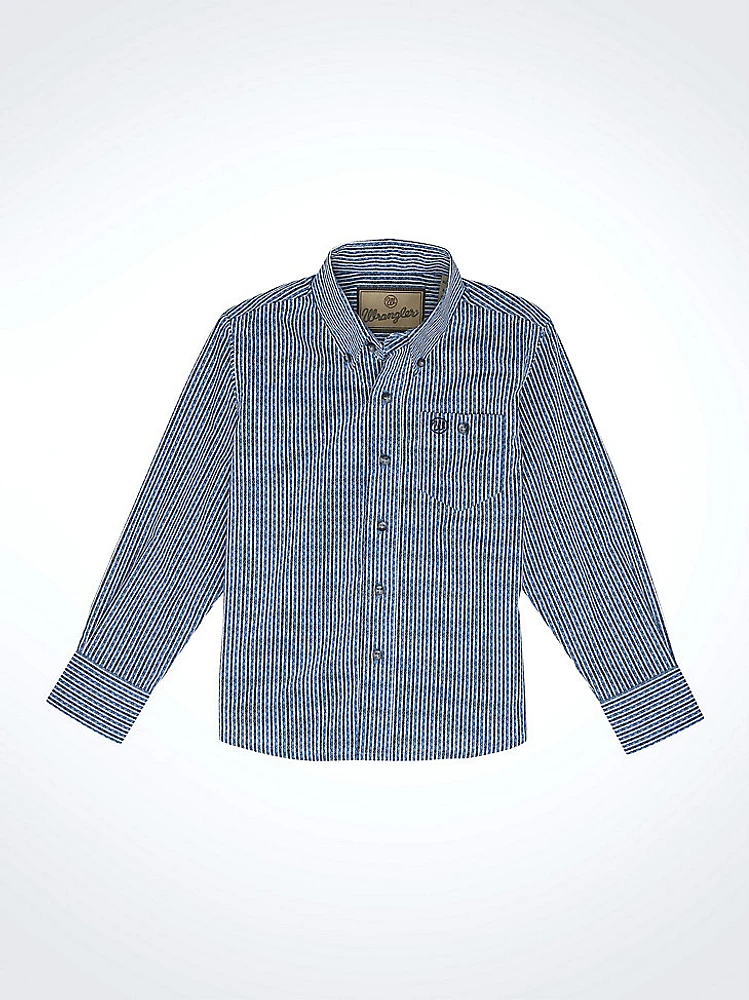 Boy's Classic Button-Down Print Shirt Blue Exes