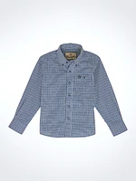 Boy's Classic Button-Down Print Shirt Blue Exes