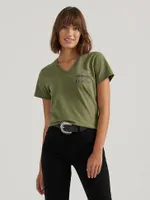 Wrangler x Buffalo Trace™ Women's V-Neck Tee Kentucky Green