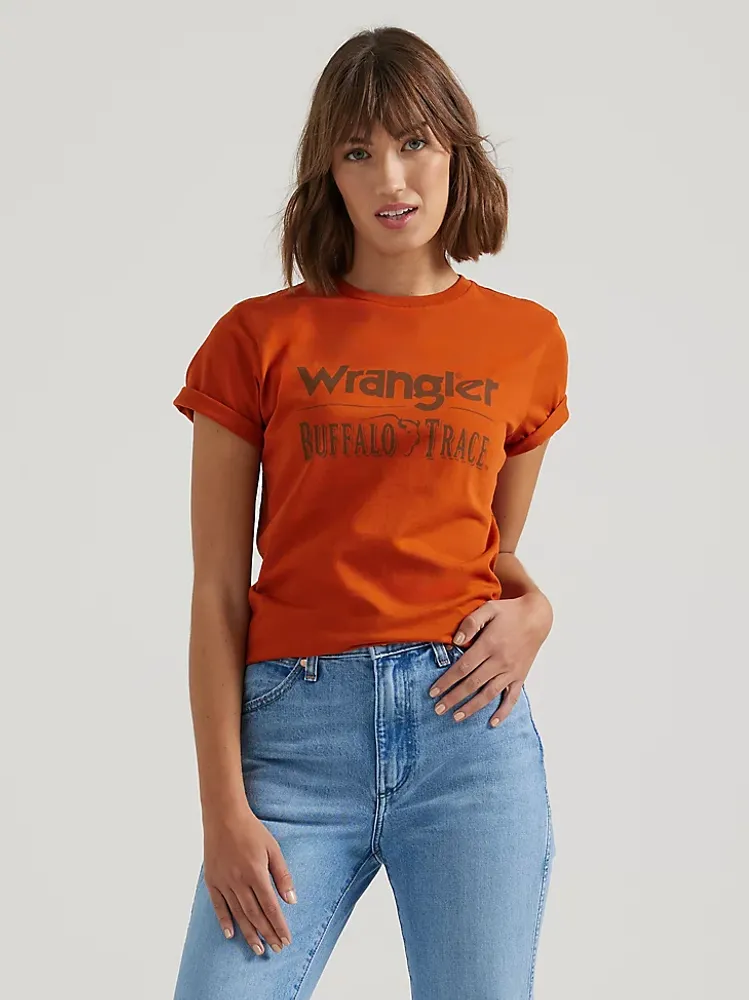 Wrangler x Buffalo Trace™ Women's Logo Tee Distillers Red