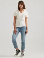 Wrangler x Buffalo Trace™ Women's V-Neck Tee Vanilla