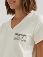 Wrangler x Buffalo Trace™ Women's V-Neck Tee Vanilla