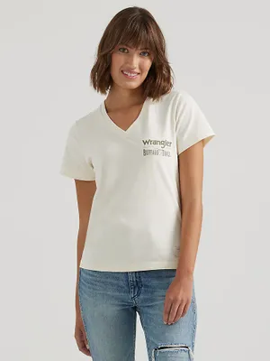 Wrangler x Buffalo Trace™ Women's V-Neck Tee Vanilla