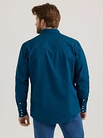 Men's Wrangler® Long Sleeve Flannel Lined Solid Work Shirt Deep Teal