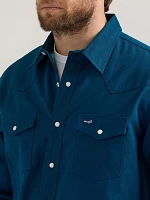 Men's Wrangler® Long Sleeve Flannel Lined Solid Work Shirt Deep Teal