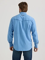 Men's Wrangler Performance Snap Long Sleeve Solid Shirt Sky Blue