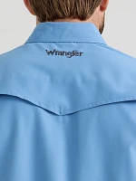 Men's Wrangler Performance Snap Long Sleeve Solid Shirt Sky Blue