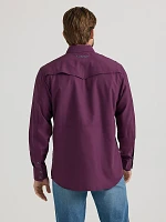 Men's Wrangler Performance Snap Long Sleeve Solid Shirt Plum