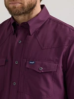 Men's Wrangler Performance Snap Long Sleeve Solid Shirt Plum