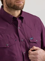 Men's Wrangler Performance Snap Long Sleeve Solid Shirt Plum