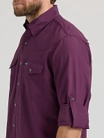 Men's Wrangler Performance Snap Long Sleeve Solid Shirt Plum