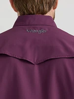 Men's Wrangler Performance Snap Long Sleeve Solid Shirt Plum