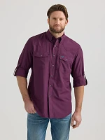 Men's Wrangler Performance Snap Long Sleeve Solid Shirt Plum