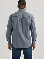 Men's Wrangler Performance Snap Long Sleeve Solid Shirt Flint Grey