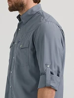 Men's Wrangler Performance Snap Long Sleeve Solid Shirt Flint Grey