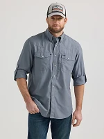 Men's Wrangler Performance Snap Long Sleeve Solid Shirt Flint Grey