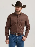 Wrangler® George Strait™ Long Sleeve Button Down One Pocket Shirt Brown Chocolate