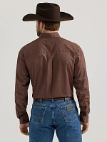 Wrangler® George Strait™ Long Sleeve Button Down One Pocket Shirt Brown Chocolate