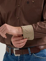 Wrangler® George Strait™ Long Sleeve Button Down One Pocket Shirt Brown Chocolate