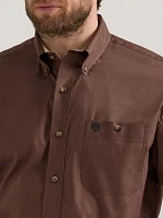 Wrangler® George Strait™ Long Sleeve Button Down One Pocket Shirt Brown Chocolate