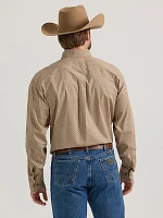 Wrangler® George Strait™ Long Sleeve Button Down One Pocket Shirt Brown Starburst