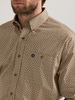 Wrangler® George Strait™ Long Sleeve Button Down One Pocket Shirt Brown Starburst