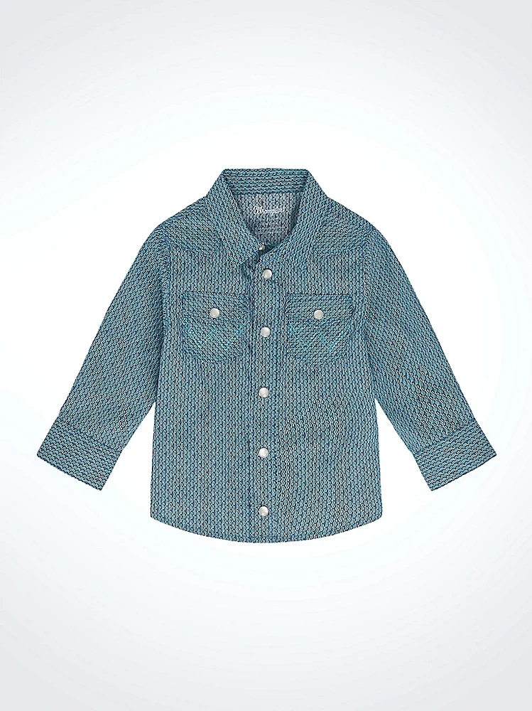 Little Boy's Long Sleeve Print Western Snap Shirt Rich Turquoise