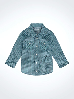 Little Boy's Long Sleeve Print Western Snap Shirt Rich Turquoise