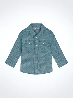 Little Boy's Long Sleeve Print Western Snap Shirt Rich Turquoise