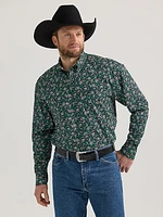 Wrangler® George Strait™ Long Sleeve Button Down Two Pocket Shirt Paisley Black