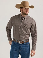 Wrangler® George Strait™ Troubadour Long Sleeve Western Snap Shirt Geo Walnut