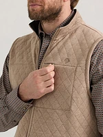 Men's George Strait Zip Front Solid Knit Vest Taupe