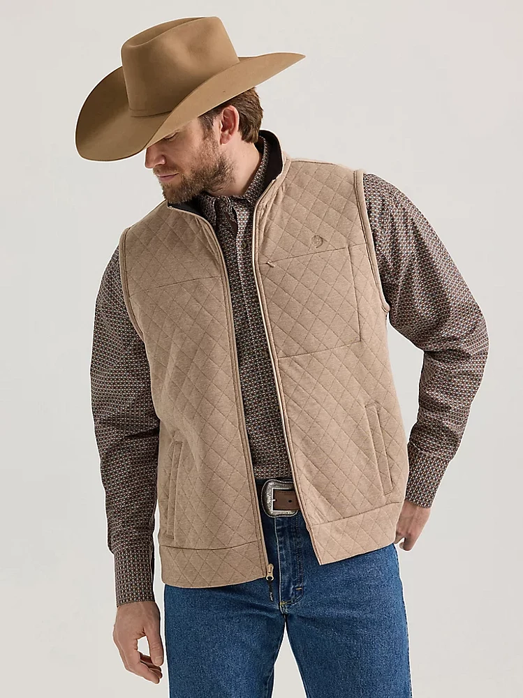 Men's George Strait Zip Front Solid Knit Vest Taupe