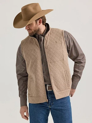 Men's George Strait Zip Front Solid Knit Vest Taupe