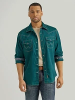 Men's Wrangler Retro Premium Western Snap Solid Shirt Deep Teal