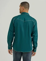 Men's Wrangler Retro Premium Western Snap Solid Shirt Deep Teal