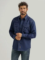 Men's Wrangler Retro Premium Western Snap Solid Shirt Rich Navy