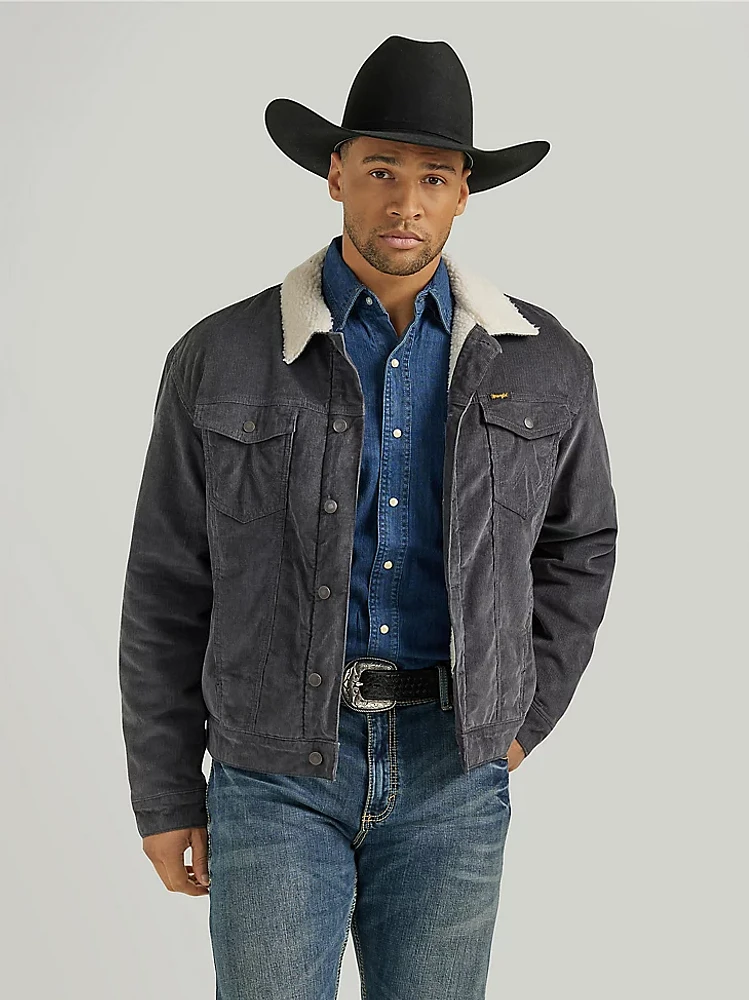 Men's Wrangler® Cowboy Cut® Sherpa Lined Corduroy Jacket Rustic Stone