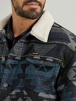 Men's Wrangler® Sherpa Lined Jacquard Print Jacket Navy Waters