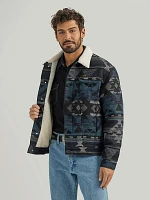 Men's Wrangler® Sherpa Lined Jacquard Print Jacket Navy Waters