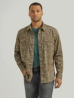 Men's Wrangler® Retro® Premium Long Sleeve Western Snap Printed Shirt Brown Circles