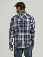 Men's Wrangler Retro® Premium Long Sleeve Western Snap Plaid Shirt Deep Blue