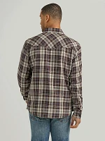 Men's Wrangler Retro® Premium Long Sleeve Western Snap Plaid Shirt Hazy Brown