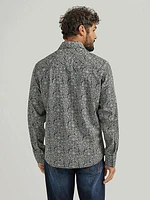 Men's Wrangler® Retro® Premium Long Sleeve Western Snap Printed Shirt Paisley Navy