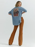 Women's Rodeo Poster Denim Western Snap Shirt Light