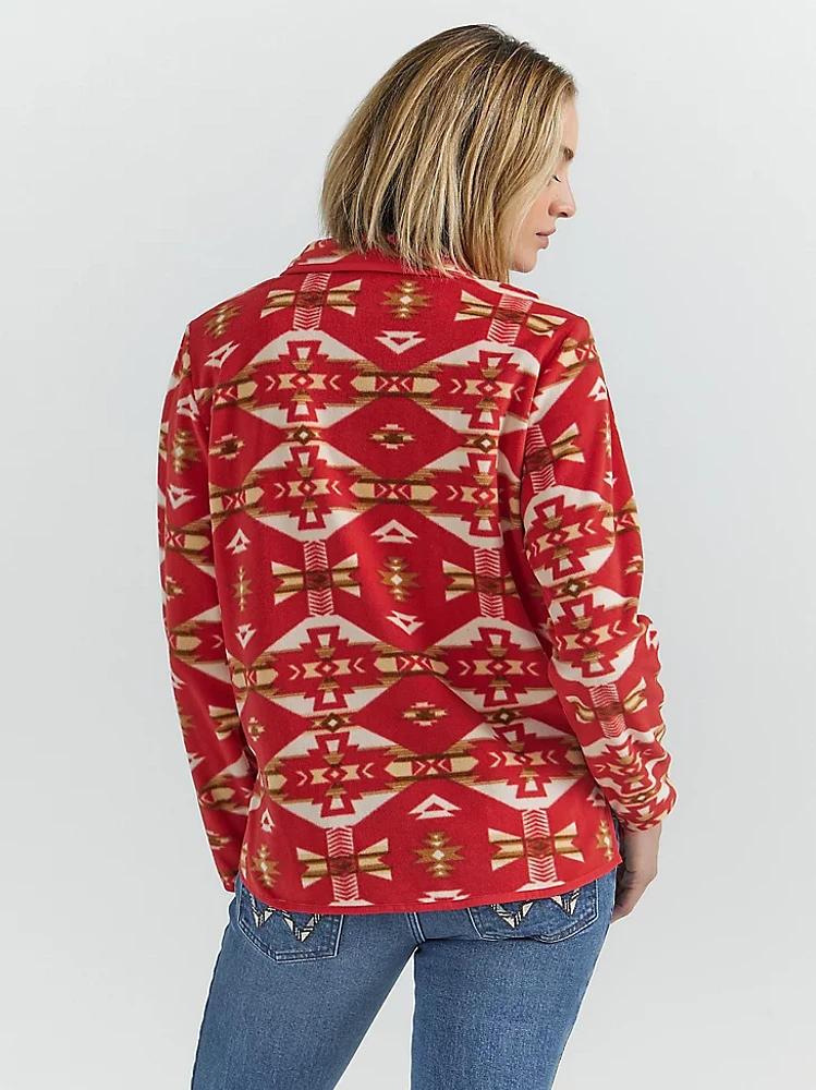 Women's Southwestern Quarter Snap Fleece Pullover Red