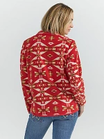 Women's Southwestern Quarter Snap Fleece Pullover Red