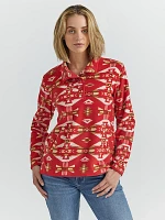 Women's Southwestern Quarter Snap Fleece Pullover Red